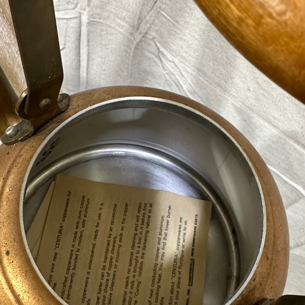 Centuria vintage Copper-Color Stovetop Kettle with Wood Handle - Picture 3 of 11